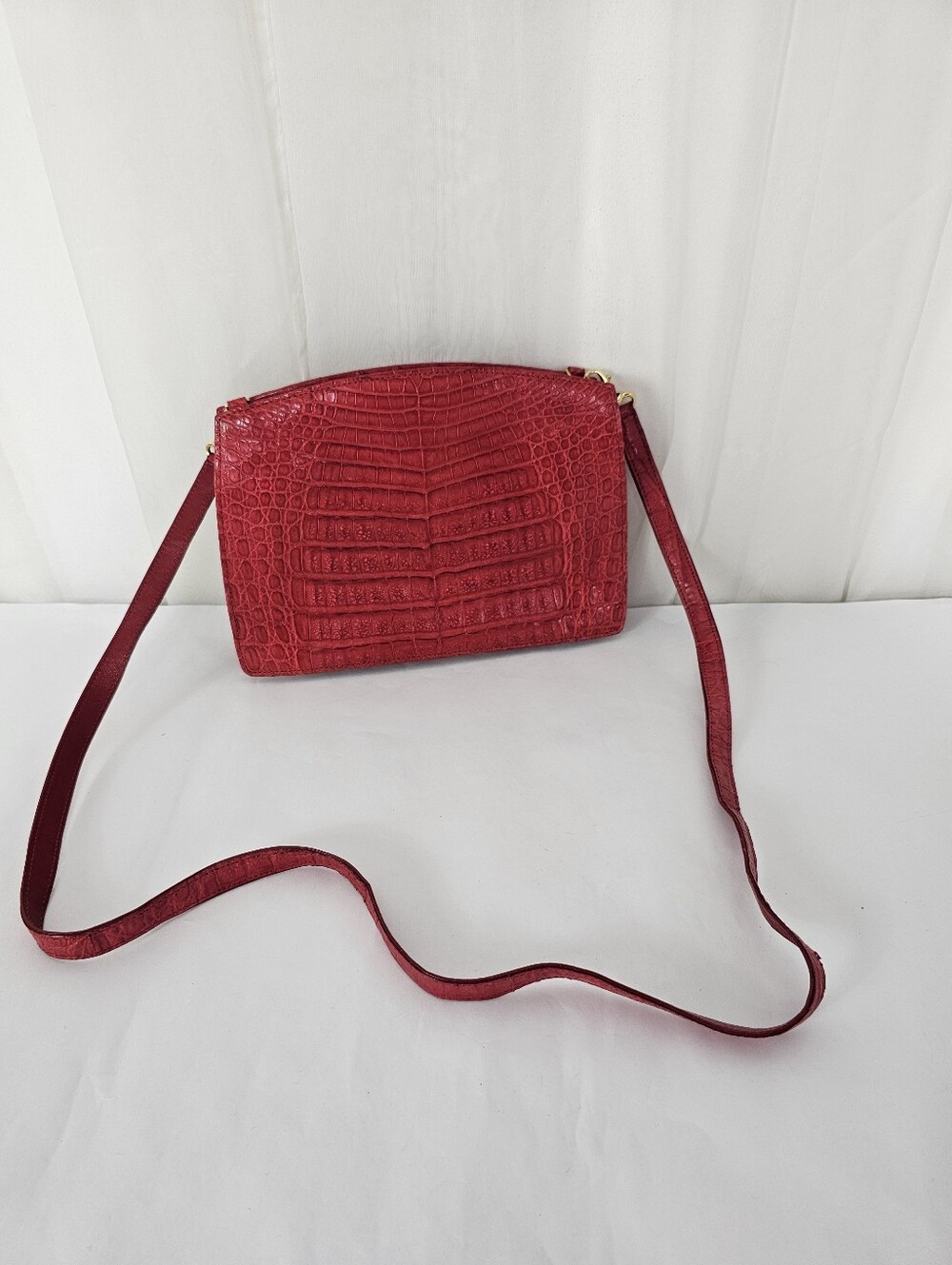RARE Lana Marks Genuine Alligator Crossbody Shoulder Bag Red Exotic